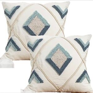 Set of 2 Tufted Throw Pillow Covers – 18” x 18”